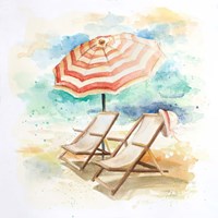 Umbrella On The Beach I Framed Print