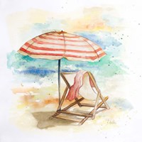 Umbrella On The Beach II Framed Print