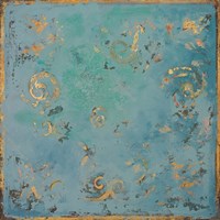 Gold Swirls on Blue Fine Art Print