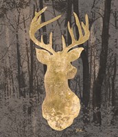 Gold Deer on Black Fine Art Print