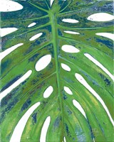 Tropical Leaf with Blue II Framed Print