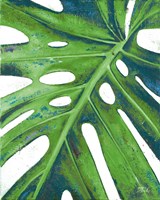 Tropical Leaf with Blue I Framed Print