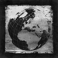 Silver Vintage Earth With Grid Lines Fine Art Print