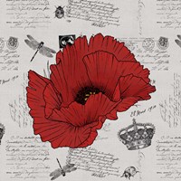 Vintage Ephemera Large Poppy Fine Art Print
