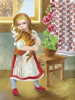Girl And Cat Fine Art Print