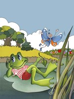 Little Frog And Butterfly Fine Art Print