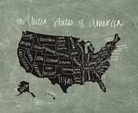 Chalk USA Map Fine Art Print