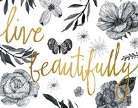 Live Beautifully BW Crop Fine Art Print