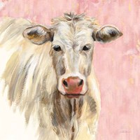 White Cow on Pink Fine Art Print