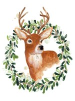 Woodland Holiday Deer Fine Art Print