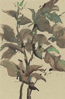 Leaves on Taupe I Fine Art Print