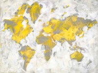 World Map Yellow Gray Fine Art Print