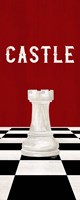 Rather be Playing Chess Pieces Red Panel II-Castle Fine Art Print