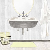 Farmhouse Bath II Gray & Yellow-Sink Fine Art Print