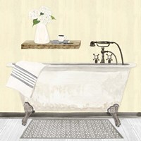 Farmhouse Bath I Gray & Yellow 2-Tub Framed Print