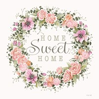 Home Sweet Home Floral Wreath Fine Art Print