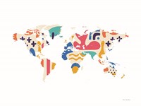 Abstract Colorful World Map Fine Art Print