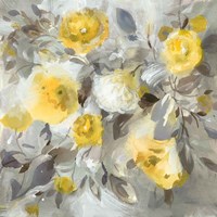 Floral Uplift Yellow Gray Fine Art Print