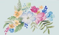Spring Bouquet on Blue I Fine Art Print