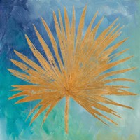 Teal Gold Leaf Palm I Fine Art Print