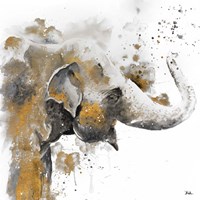 Water Elephant with Gold Framed Print