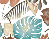 Teal and Tan Palms II Fine Art Print