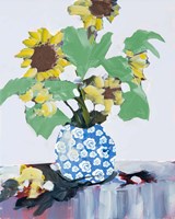 Sunflowers In Decorative Vase Fine Art Print