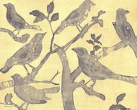 Yellow-Gray Birds 2 Framed Print