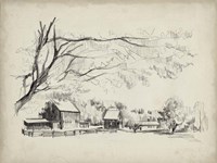 Sketched Barn View I Fine Art Print