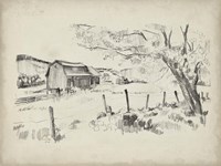 Sketched Barn View II Fine Art Print