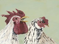 Four Roosters White Chickens Fine Art Print