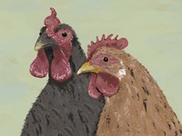 Four Roosters Brown Chickens Fine Art Print