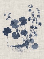 Navy & Linen Leaves I Fine Art Print