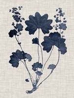 Navy & Linen Leaves III Fine Art Print