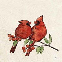 Christmas Lovebirds IX No Gold Fine Art Print
