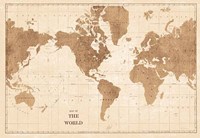 World Map Sepia No Words Fine Art Print