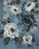 Loose Flowers on Dusty Blue II Fine Art Print