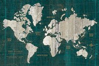 Old World Map Teal Fine Art Print