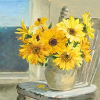 Sunflowers by the Sea Crop Light Fine Art Print