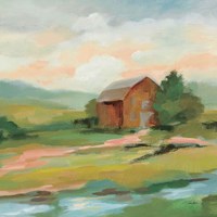 Springtime Farm Pastel Sq Fine Art Print