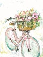 Bicycle with Flower Basket Fine Art Print