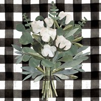 Buffalo Check Cut Paper Bouquet I Fine Art Print