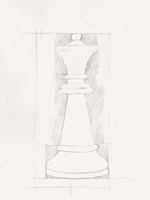 Chess Set Sketch I Framed Print