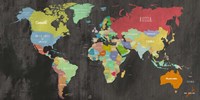 Modern Map of the World  (chalkboard, detail) Fine Art Print