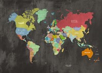 Modern Map of the World (Chalkboard) Fine Art Print