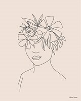 Head Full of Flowers Line Drawing Fine Art Print