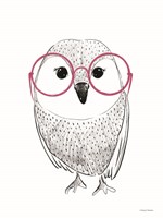 Owl in Pink Glasses Fine Art Print