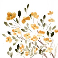 Sketchy Blossoms Yellow Fine Art Print