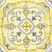 Jewel Medallion yellow gray II Framed Print