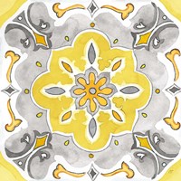 Jewel Medallion yellow gray III Framed Print
